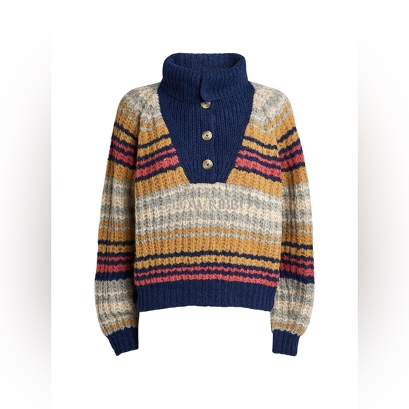 🆕 MOTHER | BUTTON COLLAR STRIPED DETAIL SWEATER | SIZE: M - Picture 6 of 8
